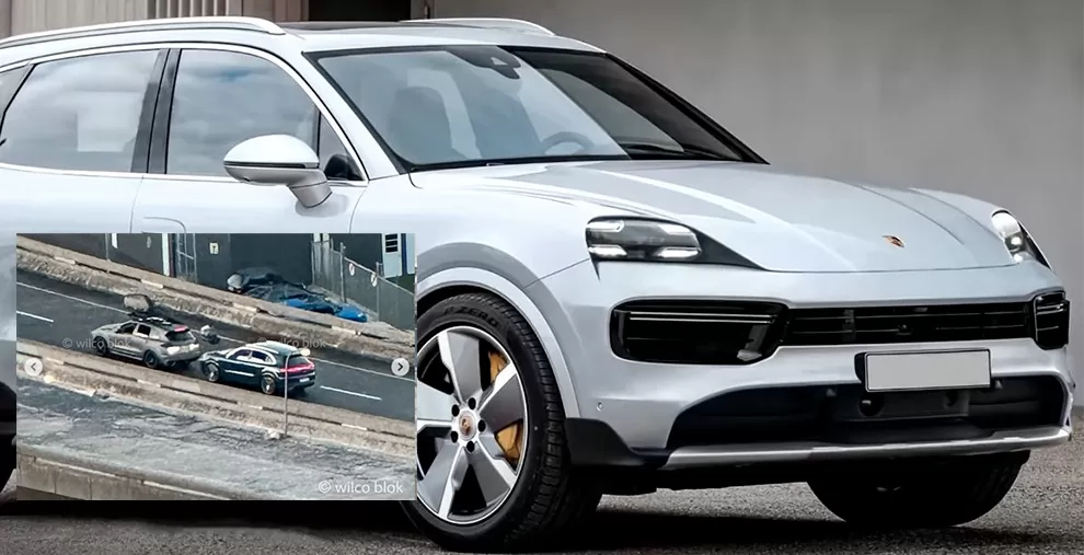 La nouvelle Porsche Cayenne 2023 2024 prise en photo au milieu d'un